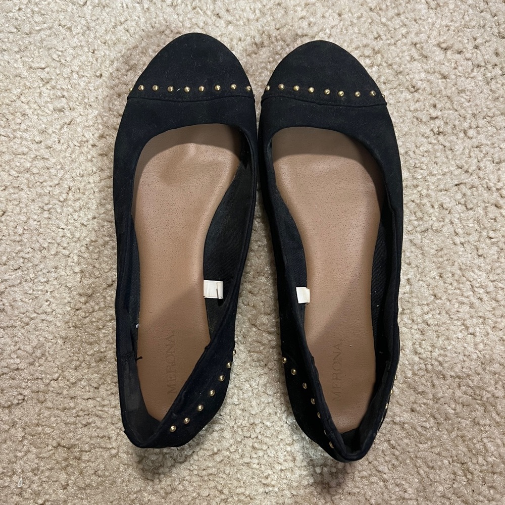 Merona black with gold studs flats size 7.5